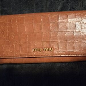 Miu Miu Croc-Embossed Leather Wallet